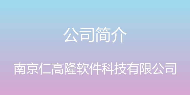 公司简介 - 南京仁高隆软件科技有限公司