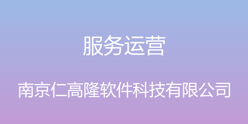 服务运营 - 南京仁高隆软件科技有限公司